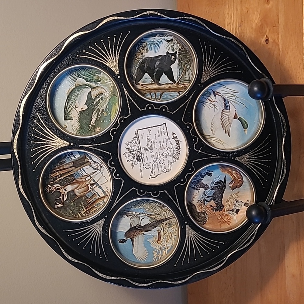VINTAGE Mid Century Modern Tin Washington State Wildlife Drink Tray